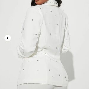 Embellished Button-Down Shirt - White